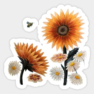 Bumble Bee and Flowers Graphic Sticker